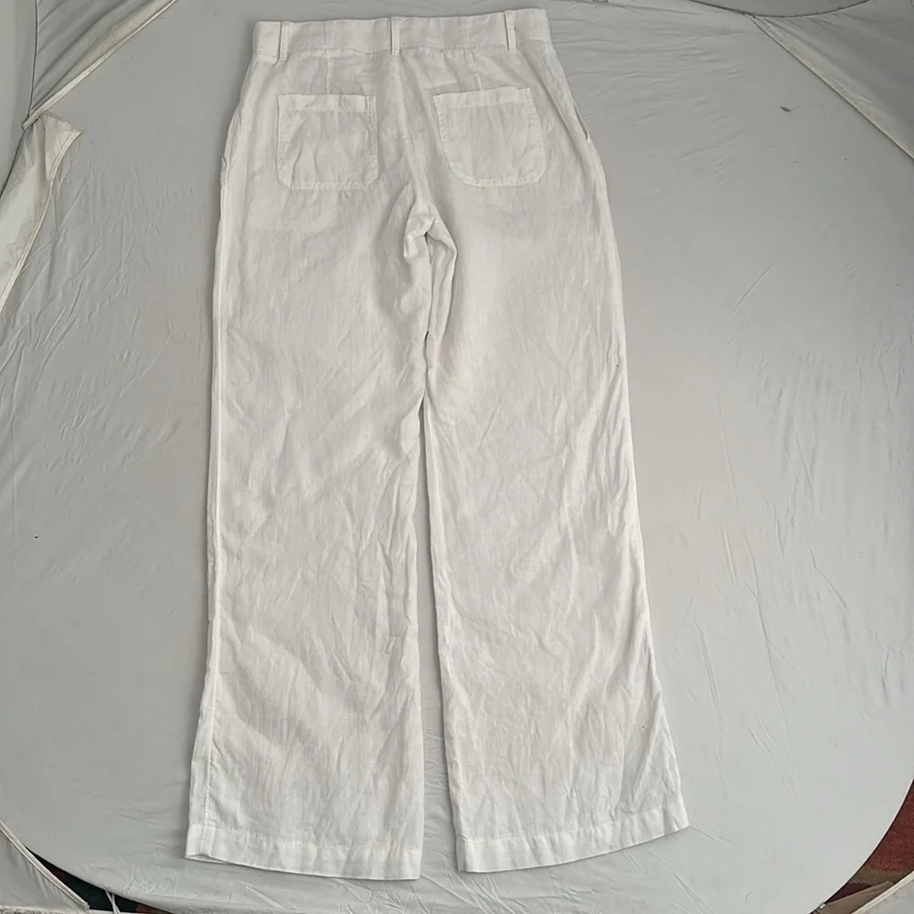 Banana Republic white unlined lightweight linen wide leg palazzo pants